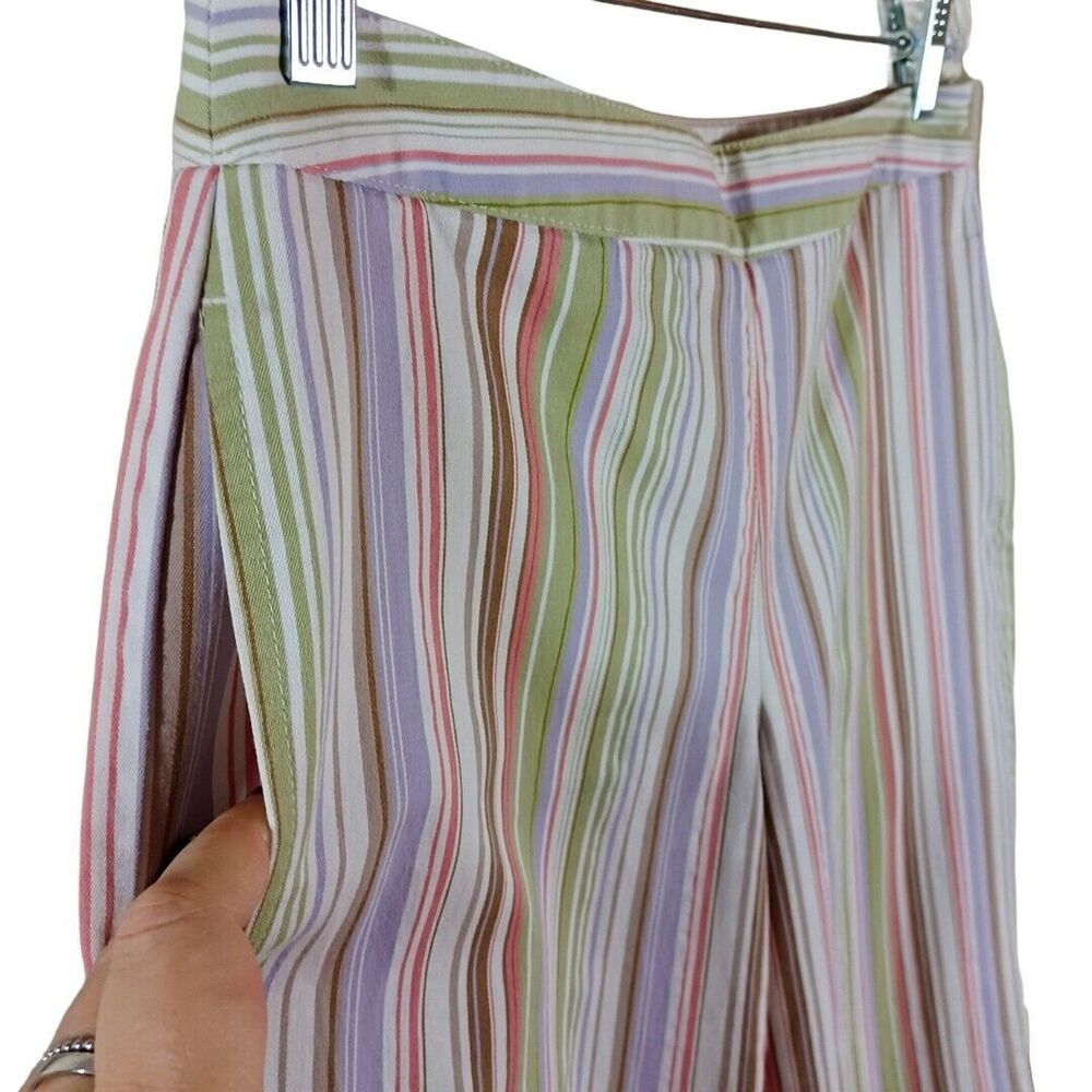 Lizgolf Striped Golf Casual Colorful Stretch Capri Pants White Green Pink Sz 8p - Picture 3 of 8